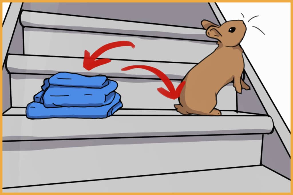 shorten the distance between the two steps with towels